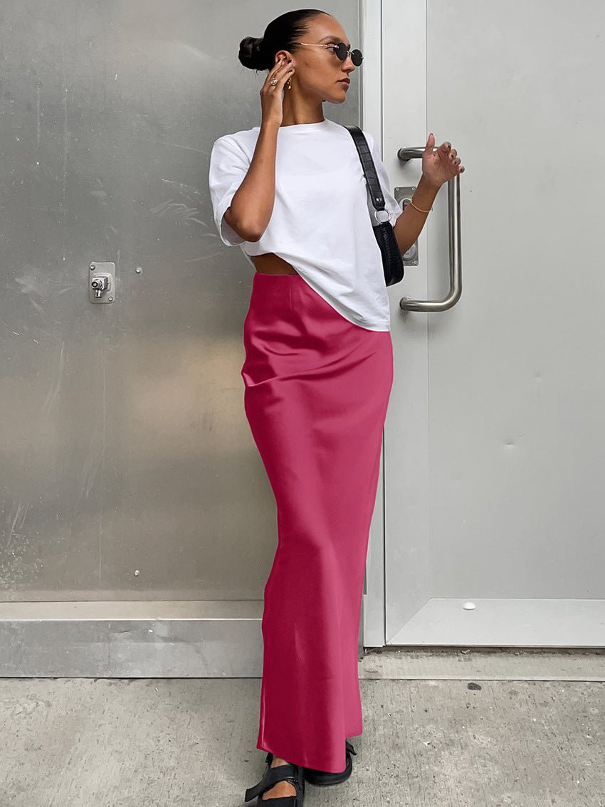 Nyomi - High-Waist Satin Maxi Skirt