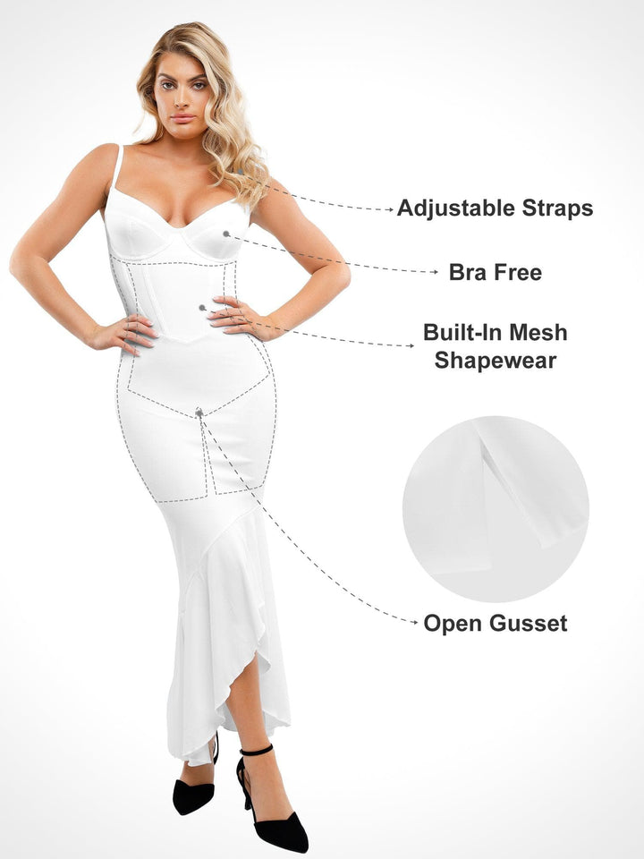 Corset-Style Bodycon Maxi Dress with Sweetheart Neckline and High-Low Hem