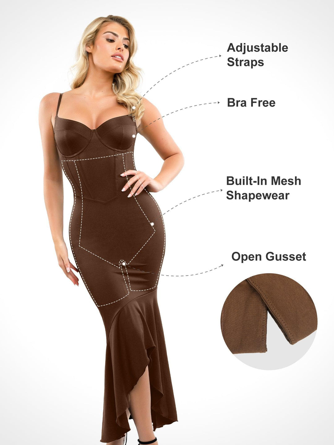 Corset-Style Bodycon Maxi Dress with Sweetheart Neckline and High-Low Hem