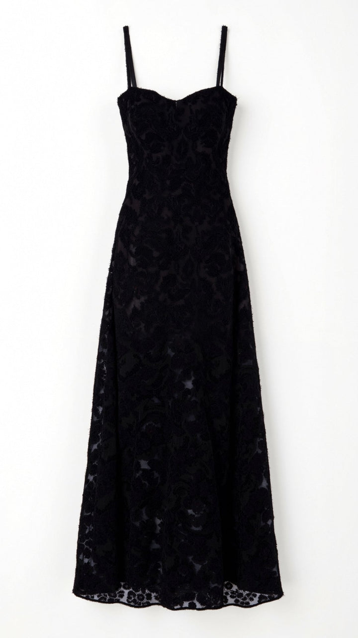 Floral Maxi Dress with Spaghetti Straps and Lace-Up Back Closure