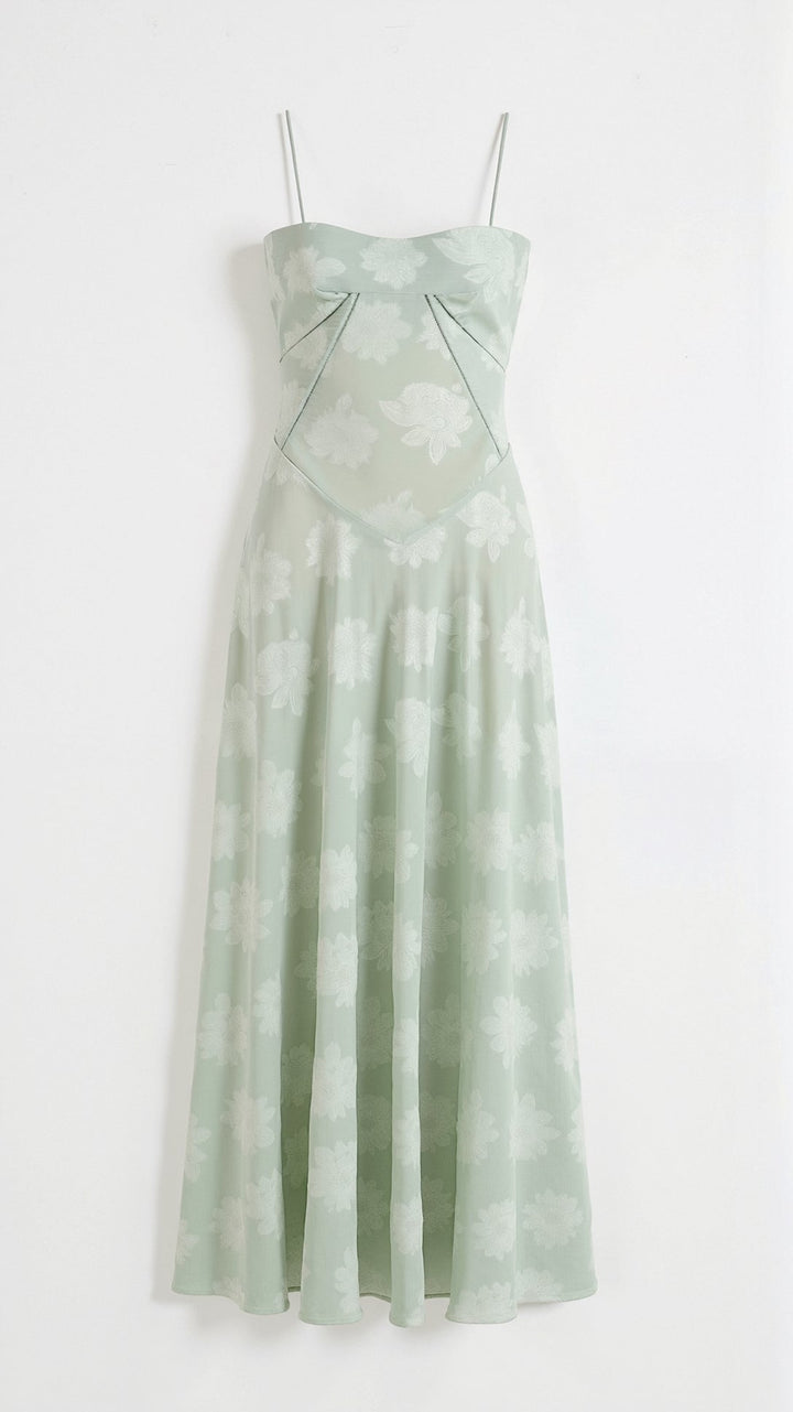 Floral Maxi Dress with Spaghetti Straps and Lace-Up Back Closure