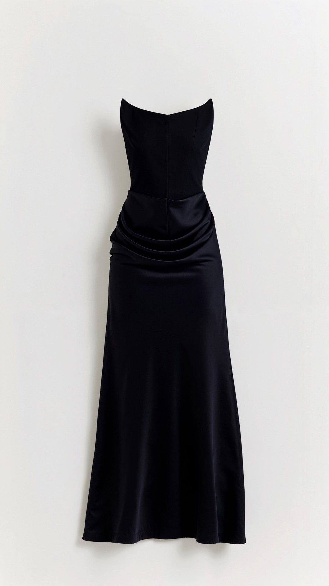 Strapless Maxi Dress with Corset Bodice and Ruched Skirt