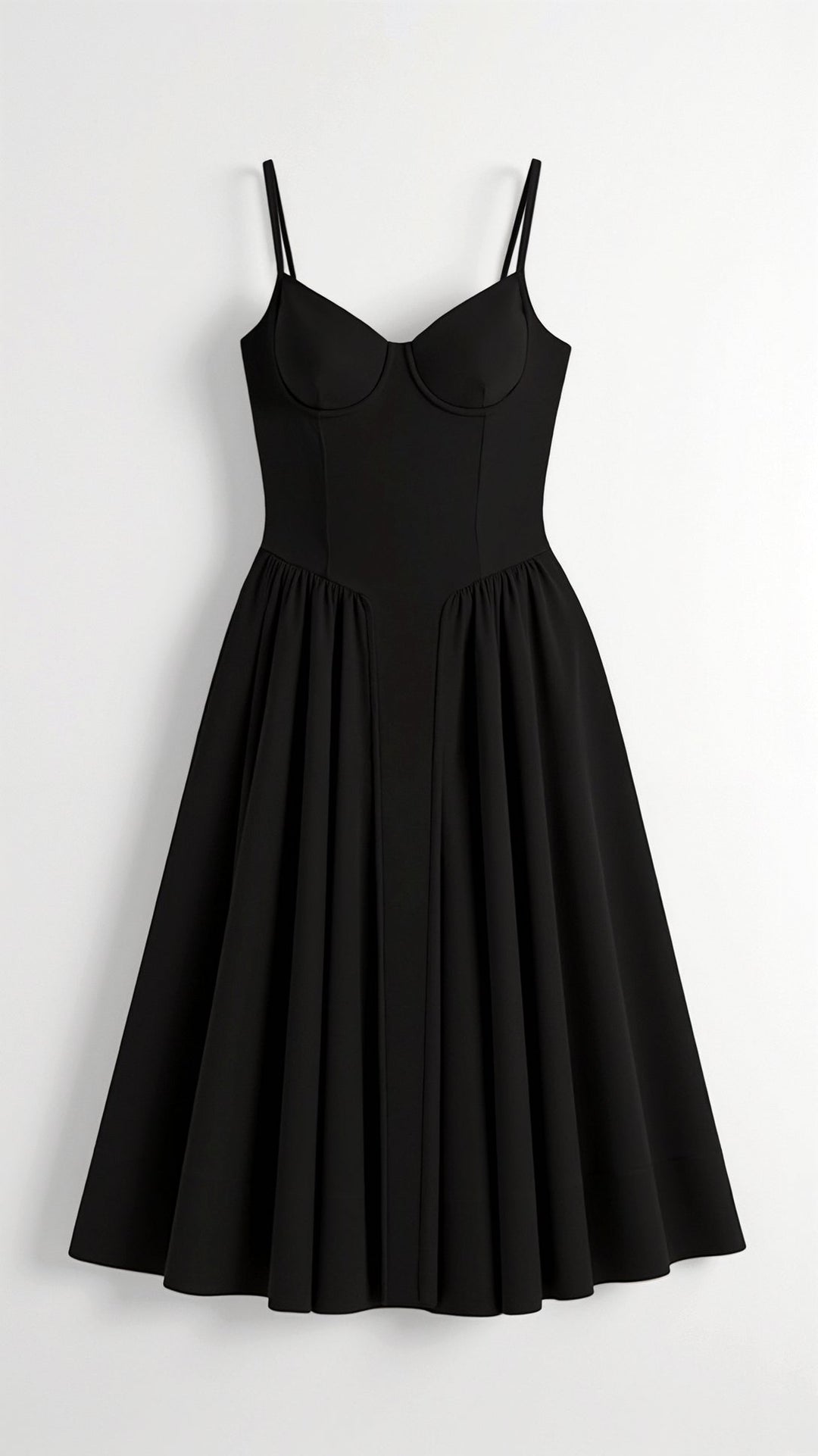 Midi Sundress with Corset Bodice and Spaghetti Straps