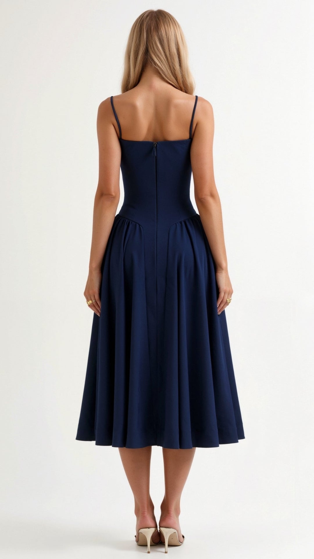 Midi Sundress with Corset Bodice and Spaghetti Straps