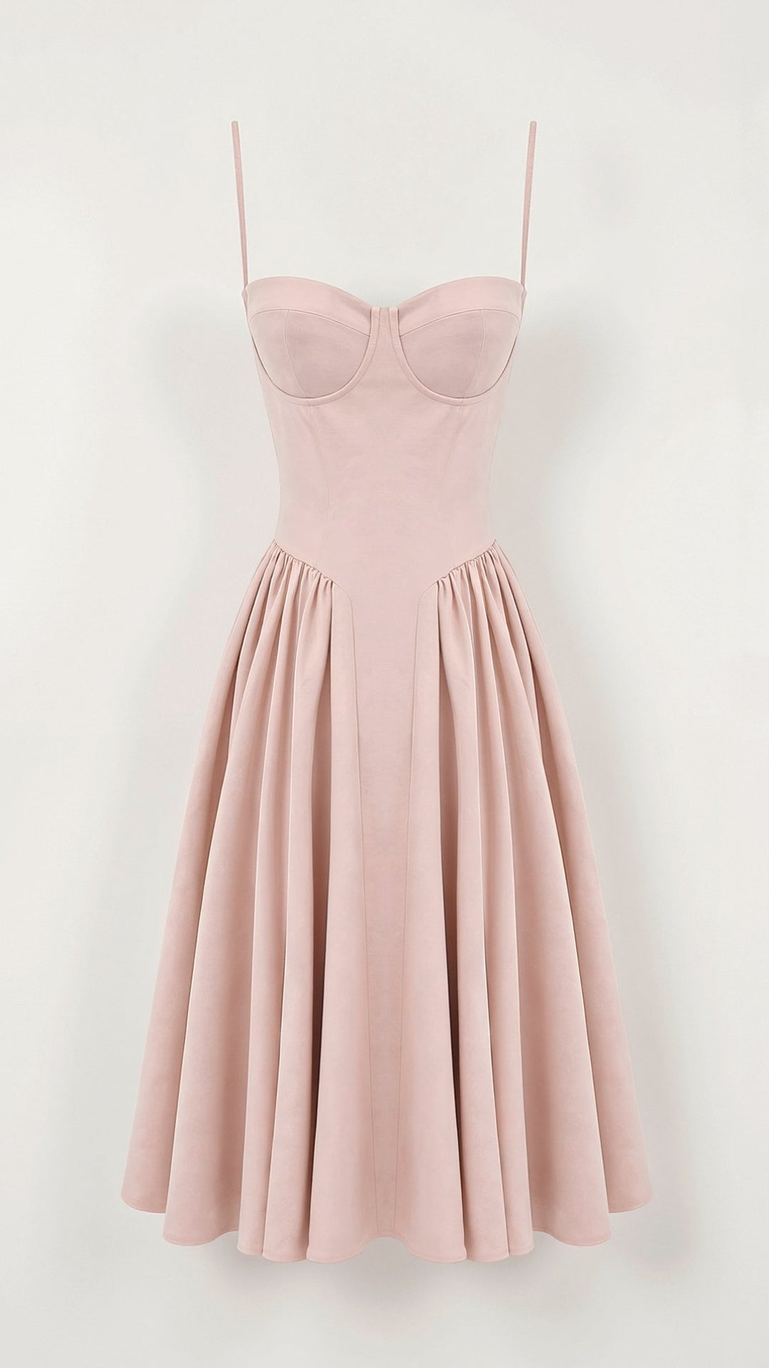 Midi Sundress with Corset Bodice and Spaghetti Straps