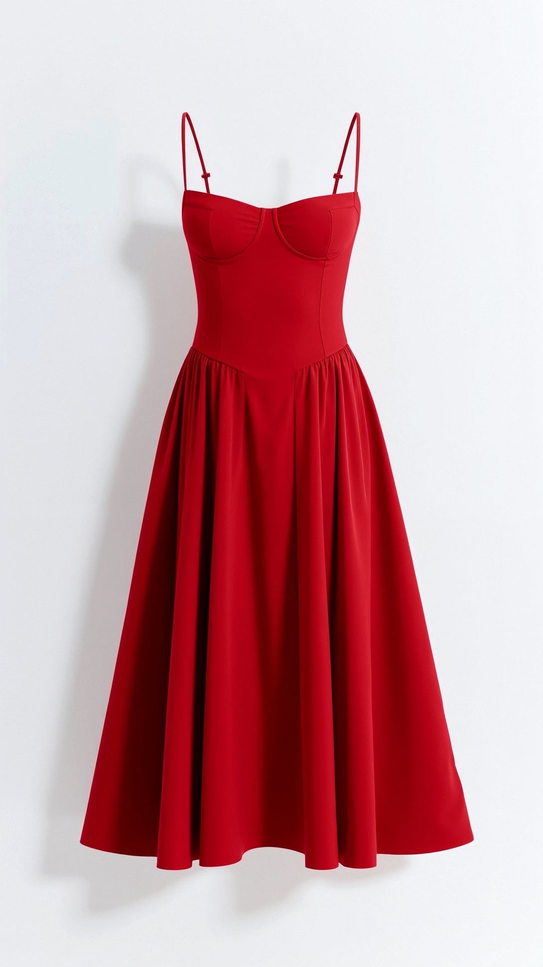 Midi Sundress with Corset Bodice and Spaghetti Straps
