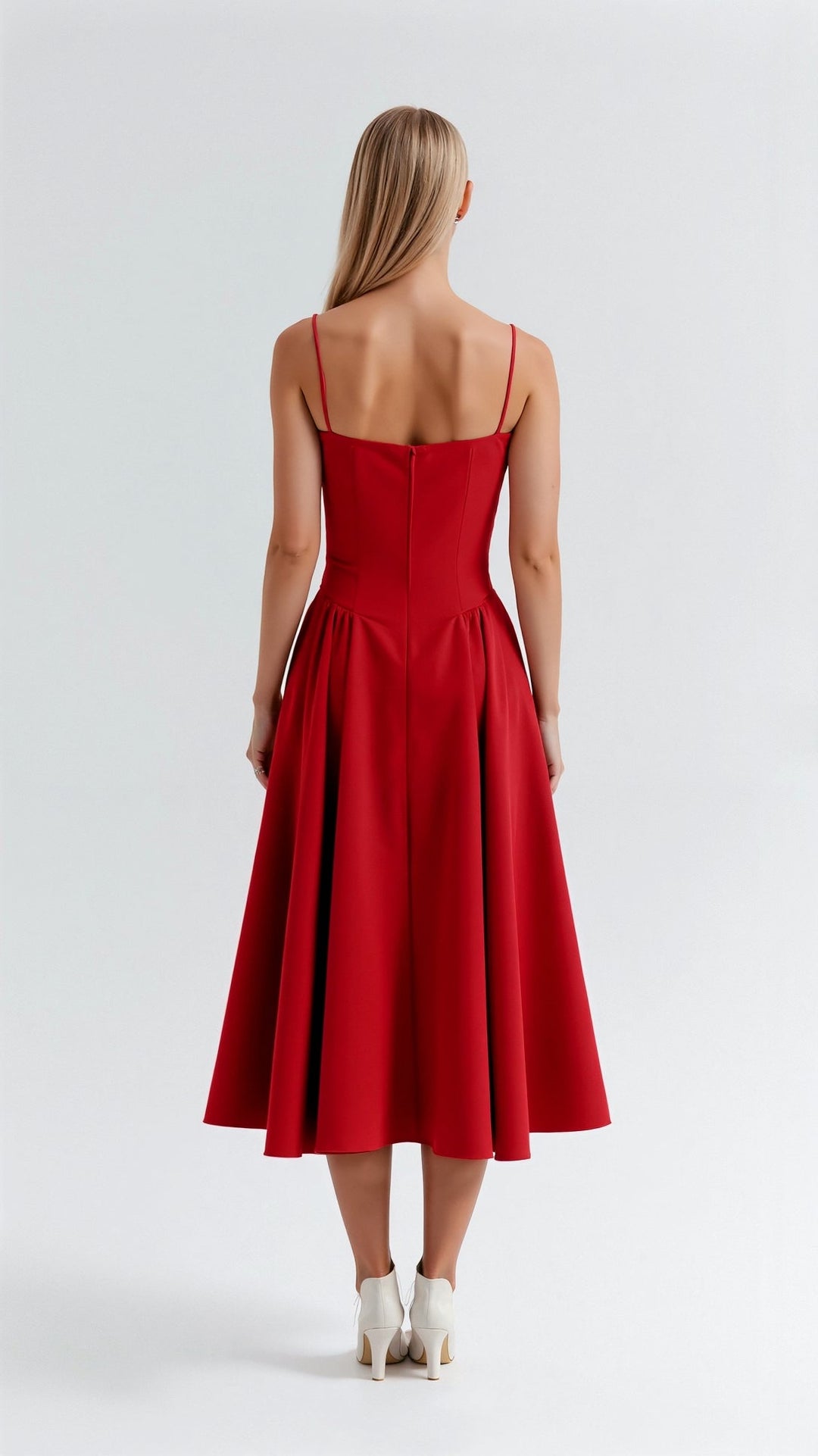 Midi Sundress with Corset Bodice and Spaghetti Straps