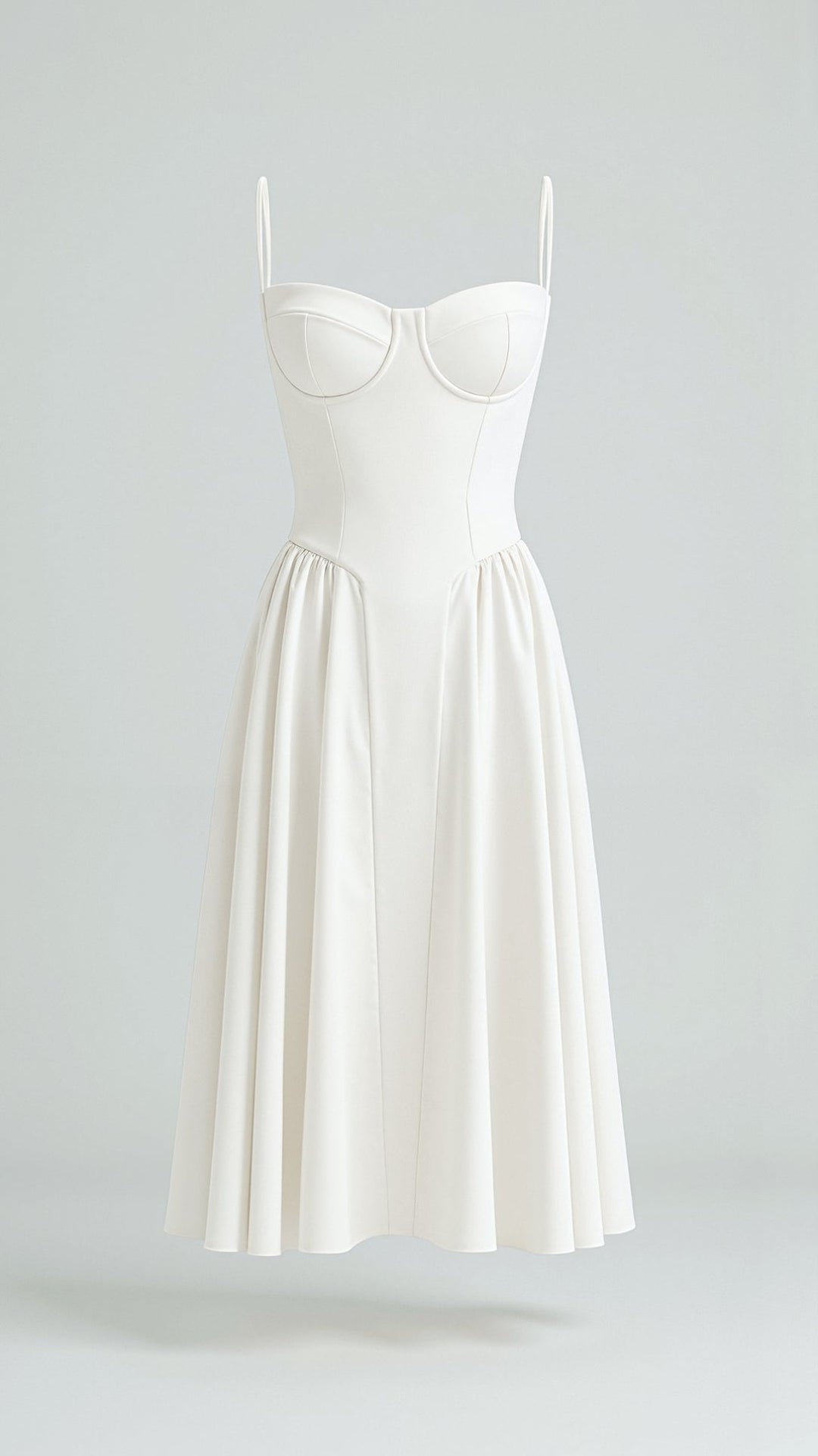 Midi Sundress with Corset Bodice and Spaghetti Straps